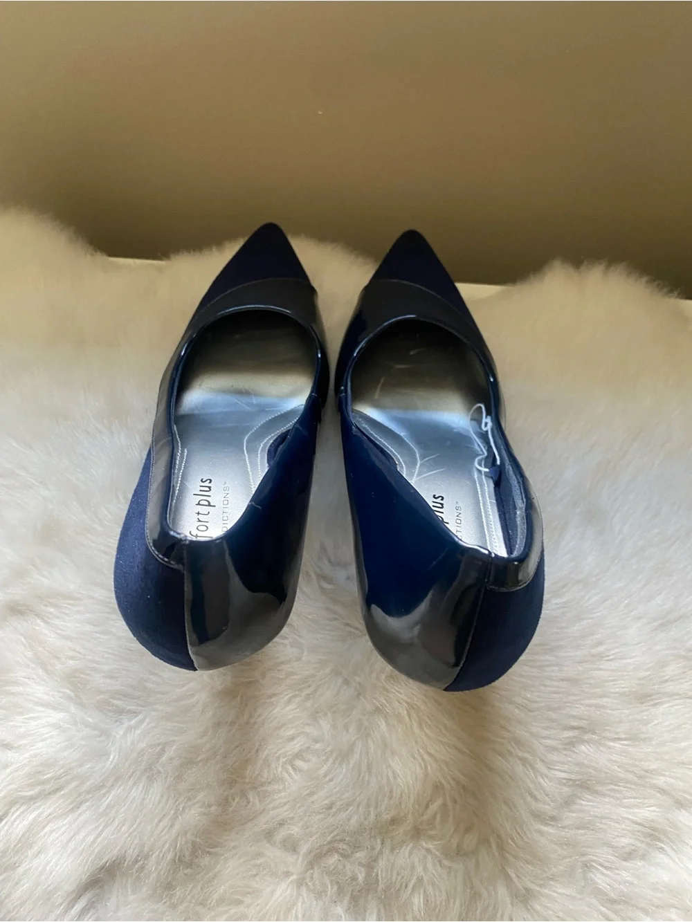 comfort plus by Predictions Navy Pointed-Toe Patent & Suede Pumps